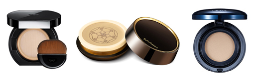 (왼쪽부터) 비디비치 ‘퍼펙트 페이스 글로우 파운밤’, 설화수 ‘볼류미네이팅파운데이션’, 리리코스 ‘마린 실크 레이어 파운더 SPF 35/PA++’.