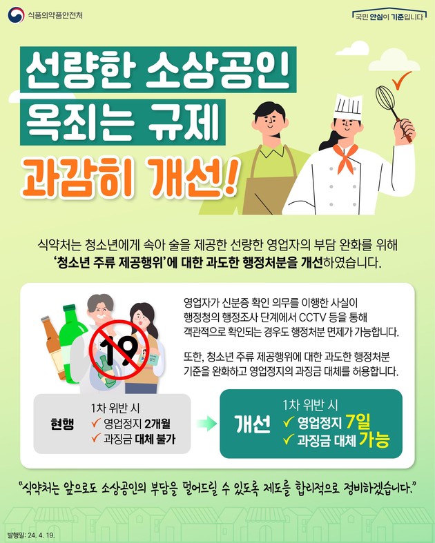 청소년 주류 제공 행정처분 완화 시행규칙 개정