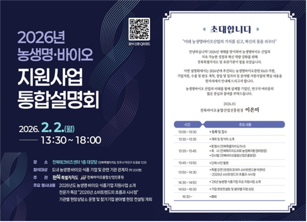 전북자치도-바이오진흥원, 농생명·바이오 기업 대상 맞춤형 지원 - 뉴스 썸네일 이미지