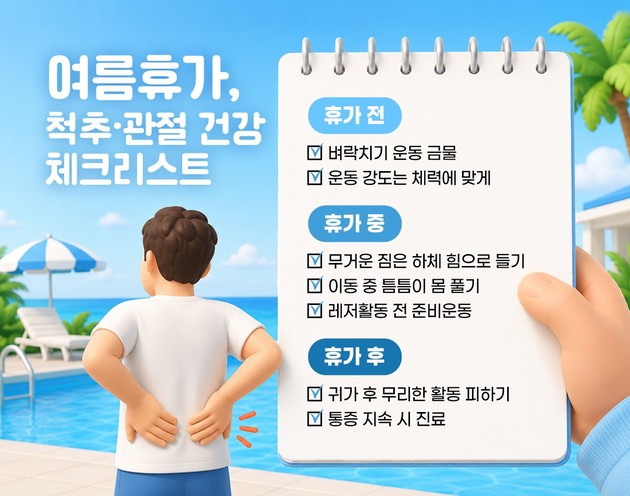 휴가 후 찾아온 허리·무릎 통증, 여름철 척추·관절 손상 위험 증가